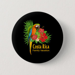 Costa Rica Familie Vakantie Papegaai Bloemen Tropi Ronde Button 5,7 Cm