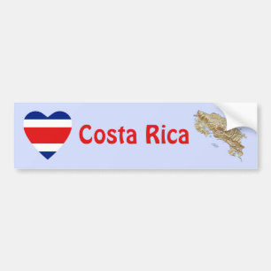 Costa Rica Flag Heart + Map Bumpersticker