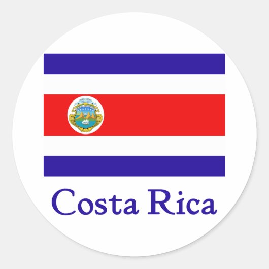 Costa Rica Flag Ronde Sticker (Voorkant)