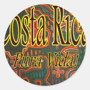 Costa Rica Folk Art Pura Vida Ronde Sticker