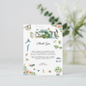 Costa Rica | Geïllustreerde Huwelijks Dankbetuigin Bedankkaart (Staand voorkant)