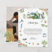 Costa Rica | Geïllustreerde Huwelijks Dankbetuigin Bedankkaart (Voorkant / Achterkant)