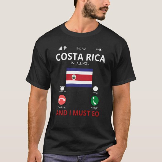 Costa Rica Is Calling T-shirt (Voorkant)