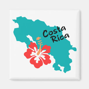 Costa Rica kaart met hibiscus Magneet
