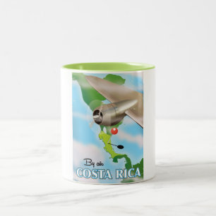 Costa Rica Kaart vintage reisposter Tweekleurige Koffiemok