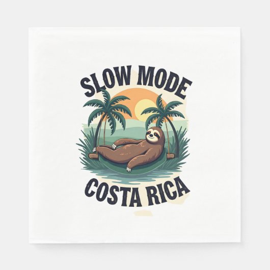 Costa Rica luiaard vintage vakantie shirt Servet (Voorkant)