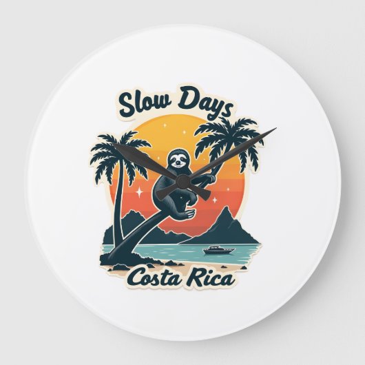 Costa Rica luiaard vintage zonsondergang reis vect Grote Klok (Voorkant)