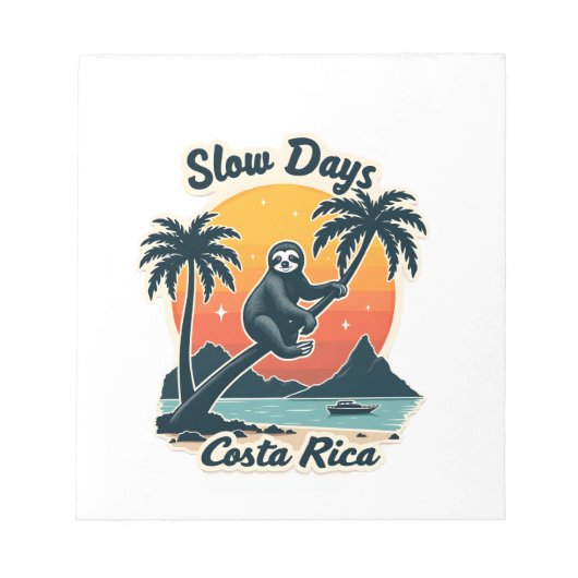 Costa Rica luiaard vintage zonsondergang reis vect Notitieblok (Voorkant)