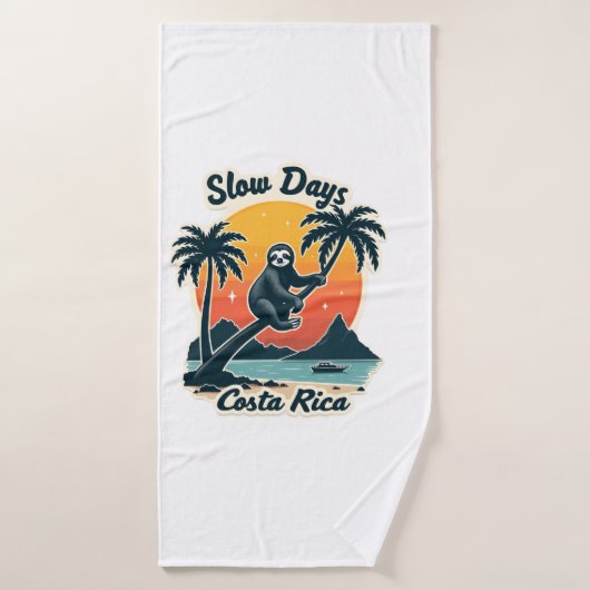 Costa Rica luiaard vintage zonsondergang reizen ve Badhanddoek (Badhanddoek)