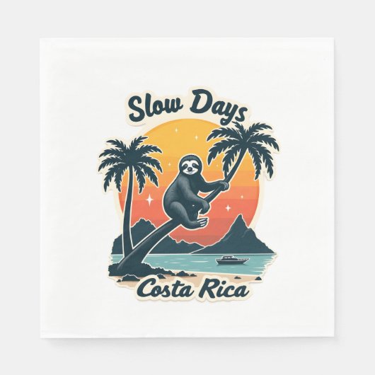 Costa Rica luiaard vintage zonsondergang reizen ve Servet (Voorkant)