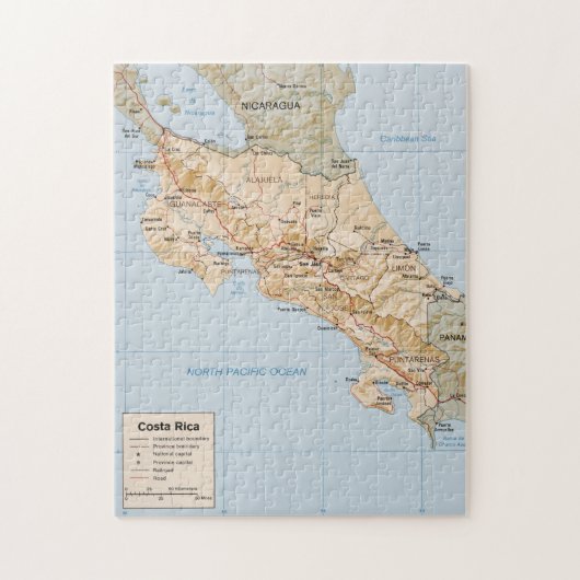 Costa Rica Map (1987) Legpuzzel (Verticaal)
