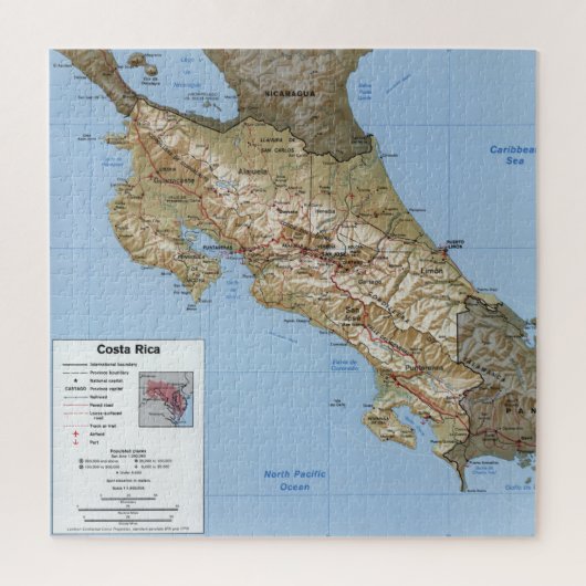 Costa Rica Map (1991) Legpuzzel (Verticaal)