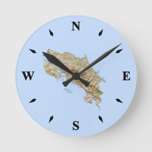 Costa Rica Map Clock Ronde Klok