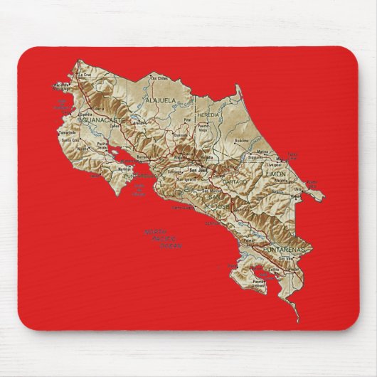 Costa Rica Map Mousepad Muismat (Voorkant)