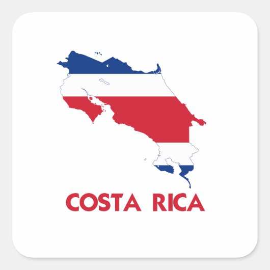 COSTA RICA MAP VIERKANTE STICKER (Voorkant)