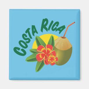 Costa Rica met hibiscus en kokosnoot Magneet
