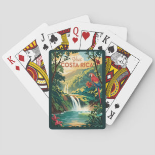 Costa Rica papegaai illustratie reis kunst vintage Pokerkaarten