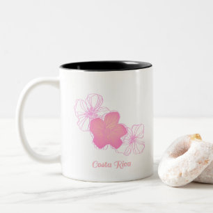 Costa Rica Pink Flowers Souvenir Coffee Tweekleurige Koffiemok