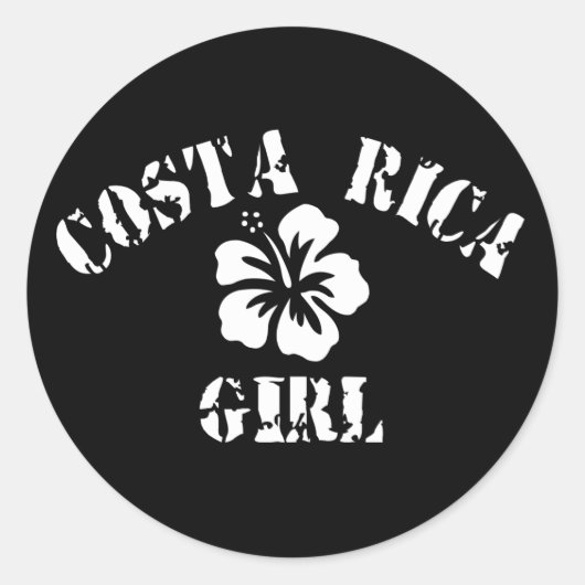 Costa Rica Pink Girl Ronde Sticker (Voorkant)