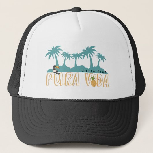 Costa Rica Pura Vida Palm Tree-strand Trucker Pet (Voorkant)