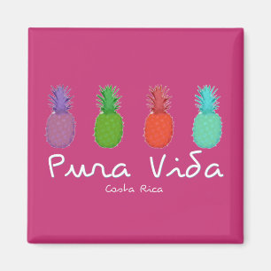 Costa Rica Pura Vida Pineapple Magnet   Roze Magneet