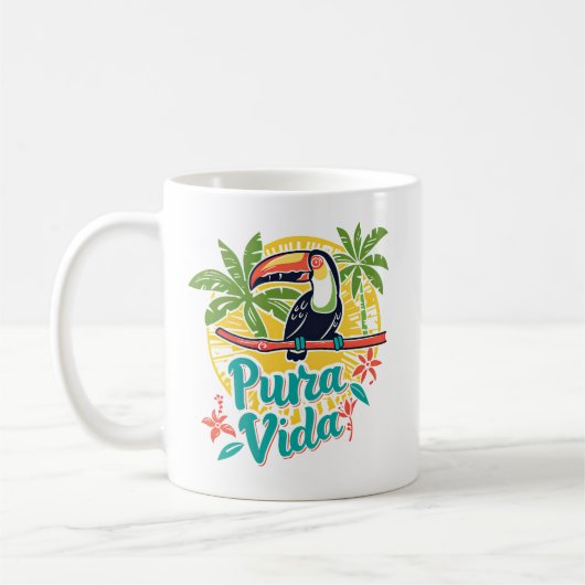 Costa Rica Pura Vida Toucan Café Mug (Gauche)