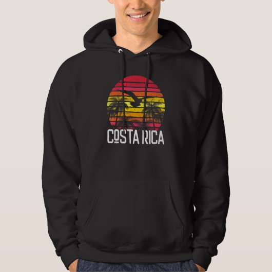 Costa Rica  Retro Beach Palm Tree Surf Hoodie (Voorkant)