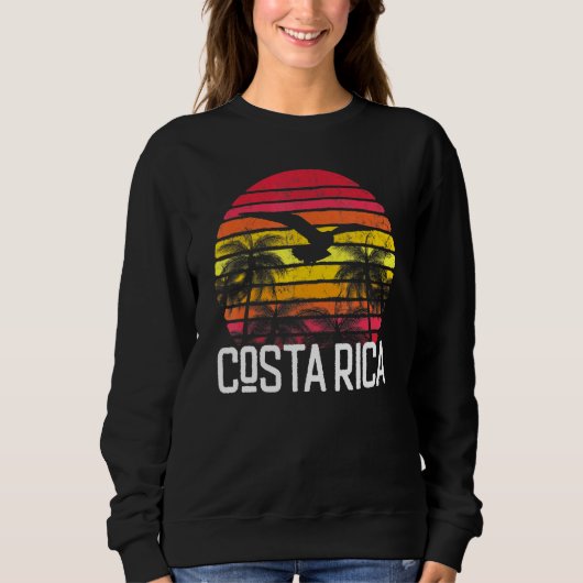 Costa Rica  Retro Beach Palm Tree Surf Trui (Voorkant)