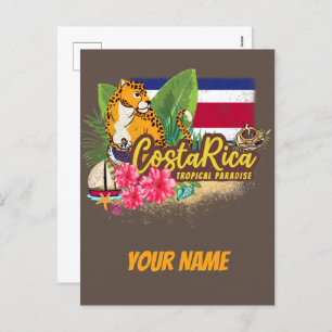 Costa Rica retro big cat vlag Souvenir Feestdagenkaart