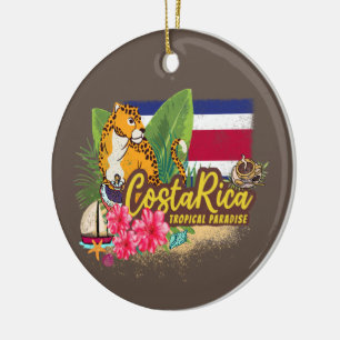 Costa Rica retro big cat vlag Souvenir Keramisch Ornament
