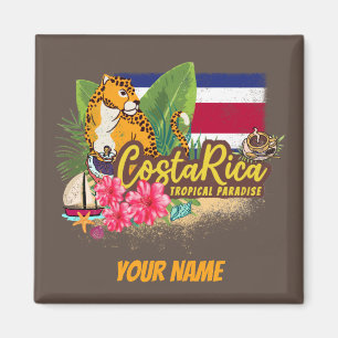 Costa Rica retro big cat vlag Souvenir Magneet