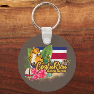 Costa Rica retro big cat  vlag Souvenir Sleutelhanger