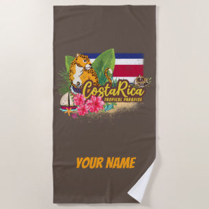 Costa Rica retro big cat vlag Souvenir Strandlaken