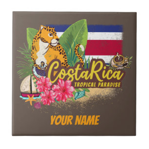 Costa Rica retro big cat vlag Souvenir Tegeltje
