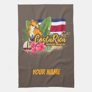 Costa Rica retro big cat  vlag Souvenir Theedoek