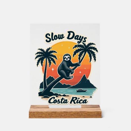Costa Rica Sloth Vintage Sunset Travel Vector Shir (Recto)