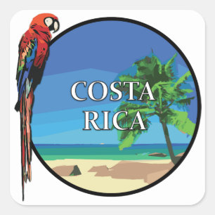 Costa Rica - Stickers op het plein, glanzend