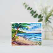 Costa Rica Strand Pura Vida Waterverf Schilderij Feestdagenkaart (Staand voorkant)