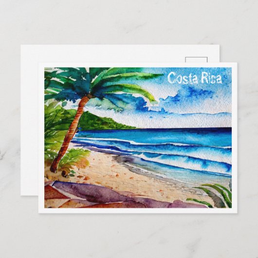 Costa Rica Strand Pura Vida Waterverf Schilderij Feestdagenkaart (Voorkant / Achterkant)