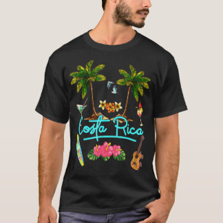 Costa Rica Strand Zomer Palm Surf Zonsondergang Pa T-shirt