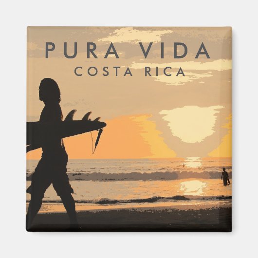 Costa Rica Sunset Surfer Souvenir Magneet (Voorkant)