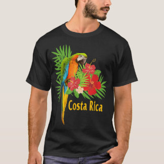 Costa Rica Vacation Parrot Tropische Bloemen T-shirt