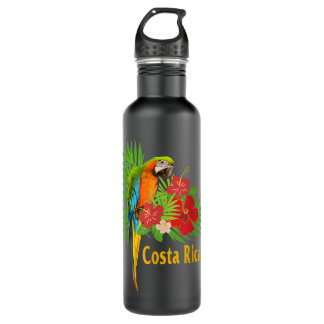 Costa Rica Vacation Parrot Tropische Bloemen Waterfles