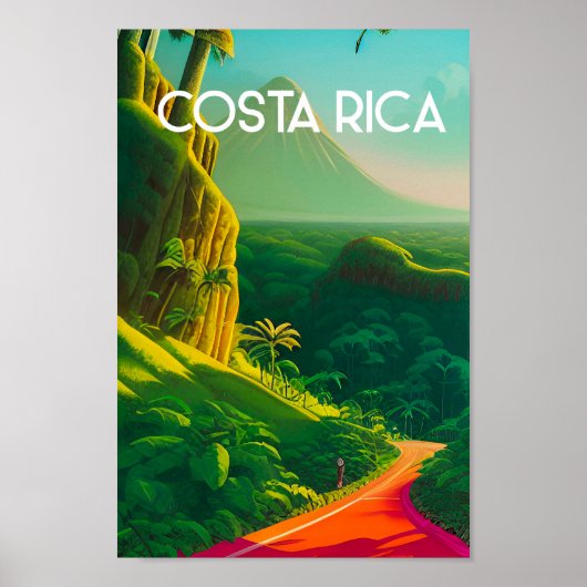 Costa rica vintage affiche voyage volcan tropical (Devant)