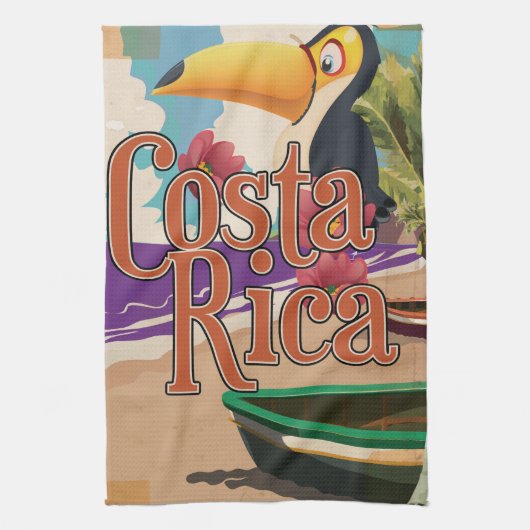 Costa Rica vintage-poster Theedoek (Verticaal)