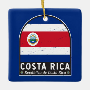 Costa Rica vlag embleem van noodlijdende Vintage Keramisch Ornament