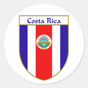 Costa Rica Vlag Shield Ronde Sticker