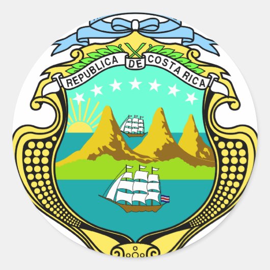 Costa Rica Wapen CR Ronde Sticker (Voorkant)