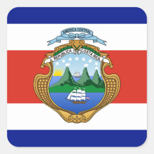 Costa Rica (wapen/vlag) Vierkante Sticker