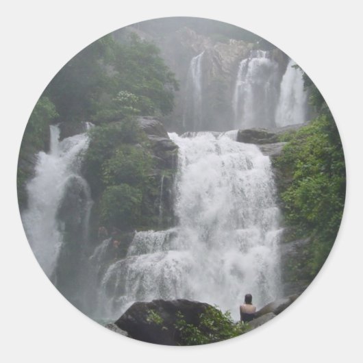 Costa Rica Waterval Ronde Sticker (Voorkant)